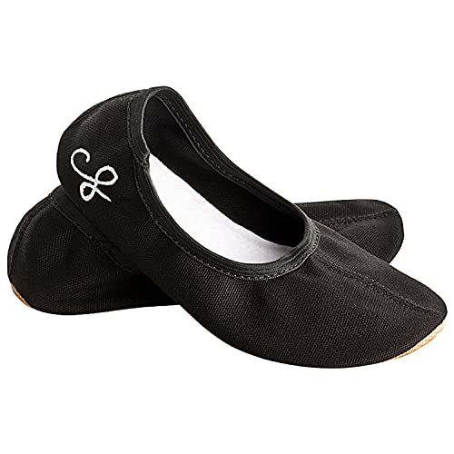 Siegertreppchen Turnschläppchen Stoff (Größe 29) Schwarz, Gymnastikschuhe für Kinder & Erwachsene - Ballettschuhe atmungsaktiv & rutschfest