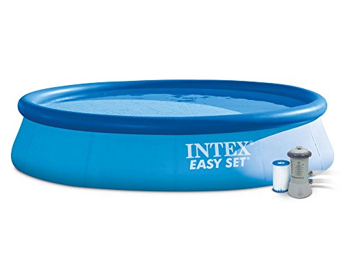 4in1 Set Gartenpool 396 x 84 cm Easy Set Quick Up Pool mit Filterpumpe 2271 Liter / Stunde und Ersatzfilter 7 Stück INTEX 28143