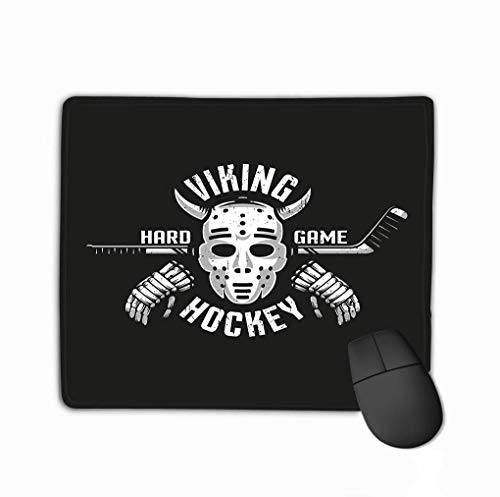 Mousepad rutschfester Gummi Personalisierte einzigartige Gaming-Mauspad Viking Hockey Logo Retro Torwartmaske Hörner Viking Hockey Logo Retro Torwartmaske Horns Stick