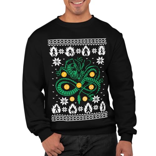 Graphic Impact Lustig inspirierter Drachen- und Ballspieler Ugly Christmas Sweater Xmas Pullover Gr. XL, Schwarz