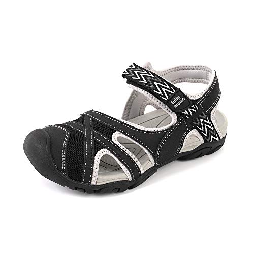 HEVA Damen Sandalen Wandern Outdoor Trekking Sportliche Wanderschuhe(4UK 37EU, Schwarz)