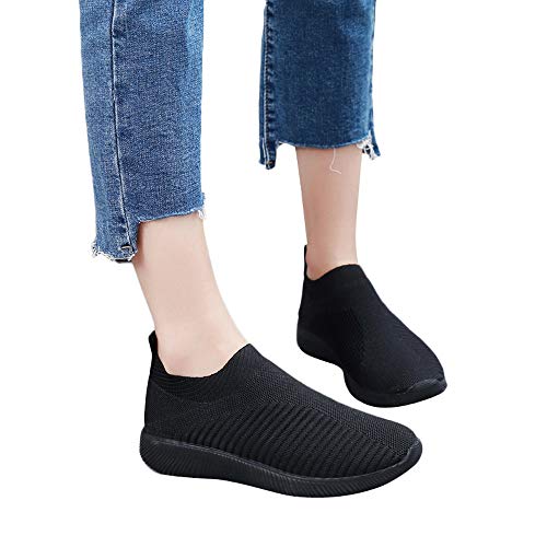Laufschuhe Damen Wasserdicht Schwarz Luftkissen Mesh Atmungsaktiv Running Fitness Turnschuhe rutschfest Stoßfest Outdoors Sportschuhe Freizeitschuhe Walkingschuhe Komfortabel Sommerschuhe