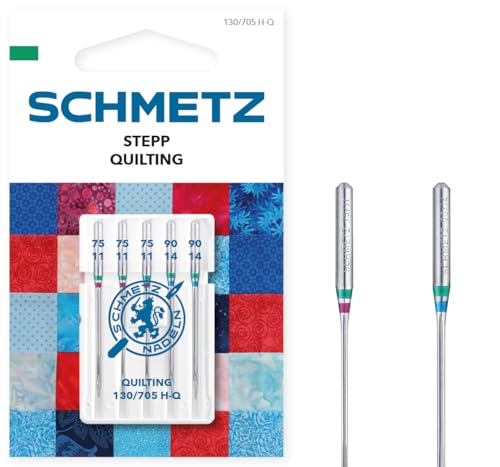 SCHMETZ | 5 Nähmaschinennadeln | Stepp (Quilting) | 130/705 H-Q | Nadeldicke 75/11-90/14 | auf jeder gängigen Haushaltsnähmaschine einsetzbar