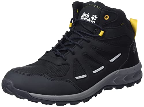 Jack Wolfskin Herren Woodland 2 Texapore Mid M Sneaker, Black/Burly Yellow Xt, 43 EU