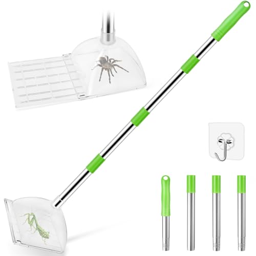 Herefun Spinnenfänger Mit Langem Griff, Berührungsloser Insektenfänger, Lebend Spider Catcher, Extra Lang Kakerlakengreifer, Ultimativer Spinnenfänger, Sicheren Fangen und Freilassen von Spinnen