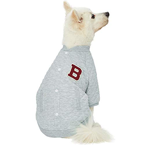 Blueberry Pet Weich & Angenehm Baseball Fan Lieblings-Argyle-Jacquard Pullover Hunde-Sweatshirt in Grau, Rückenlänge 30cm, Einzelpackung Jacke für Hunde