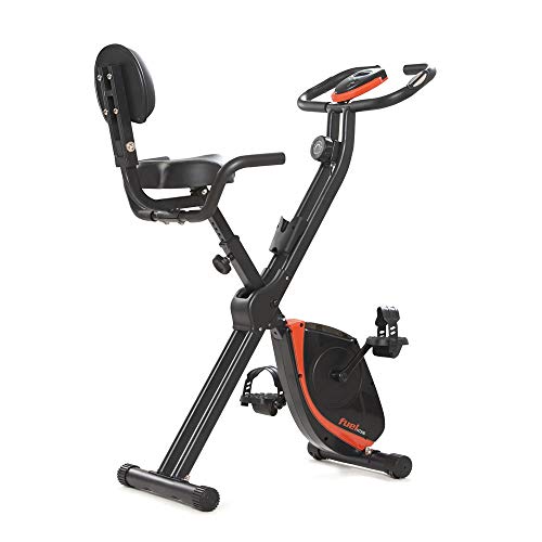 FUEL Fitness HT200 Trimmrad Heimtrainer klappbar, Fahrrad Heimtrainer mit Rückenlehne, LCD-Display, 8 einstellbare Widerstandsstufen, Handpulssensoren, leiser Antrieb, faltbarer Hometrainer bis 110kg