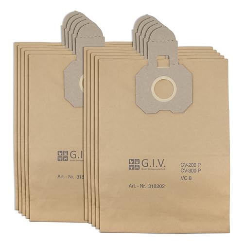 G.I.V. - Reinigungstechnik 10x Staubsaugerbeutel - Papierfilter für Hitachi CV 400P Pro - 2 lagiger Ersatzfilter für starke Saugkraft & einfache Reinigung - Zubehör für Staubsauger & Nasssauger