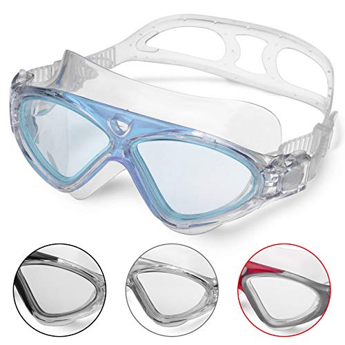 Winline Schwimmbrille Erwachsene Anti Fog Ohne Leakage deutlich Anblick UV Schutz 180°Weitsicht Einfach zu anpassen,Professional Super komfortabeler Schwimmbrille für Herren und Damen(Blue/Clear lens)