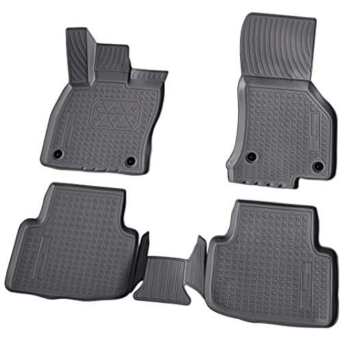 Recambo 3D Gummi Fußmatten kompatibel für VW Golf Sportsvan | BJ ab 2014> | Auto Gummimatten | Passgenau | mit Rand | schwarz
