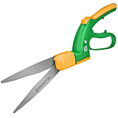 GRÜNTEK Teflon Rasenschere 360° drehbarer Schneidekopf, Grasschere, Rasenkantenschere SEGLER 380 mm, Ergo-Griffe. Klingen Teflon beschichtet, GELD-ZURÜCK-GARANTIE 30 Tage!