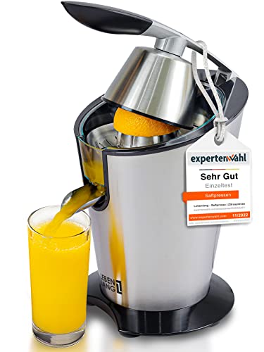LEBENLANG Saftpresse elektrisch hohe Saftausbeute – 600W – Orangenpresse elektrische Zitruspresse, Zitronenpresse mit Edelstahl Kegel – Entsafter Hebel Fruchtpresse Orangensaftpresse - Orange Juicer