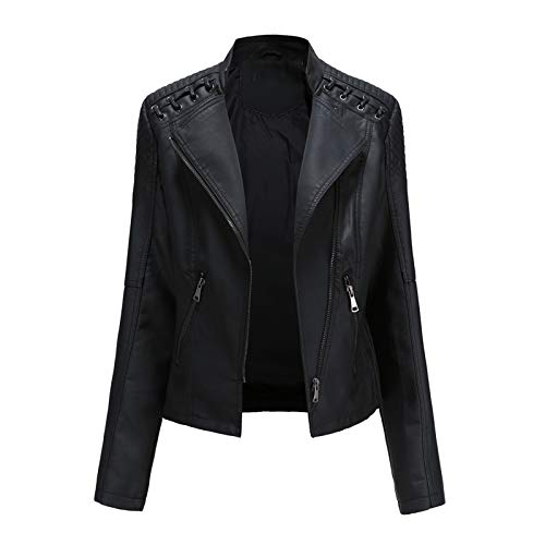 Alueeu Lederjacke Damen Schwarz Kurz Bomberjacke Frauen Jacket Kurz Bikerjacke Damen Schwarz Vintage Kunstlederjacke Motorradjacke Weinrot Elegant Winterjacke Motorrad Jacke Woman