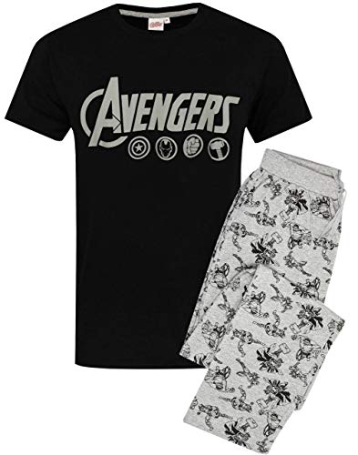Die Avengers Mens Pyjamas Logo Marvel Lounge Hosen & T-Shirt Set XL