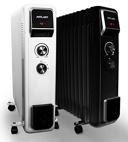 Ölradiator 2500 Watt mit 3 Heizstufen | Thermostat | 11 Rippen elektro Heizkörper | Öl Radiator energiesparend | Überhitzungsschutz | elektrische Heizung | ECO Mode | 1000 1500 (weiss)