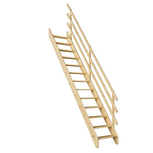 DOLLE Raumspartreppe Burgau Höhe bis 289 cm volle Stufen 57 cm Fichte (roh) inkl. einseitigem Geländer