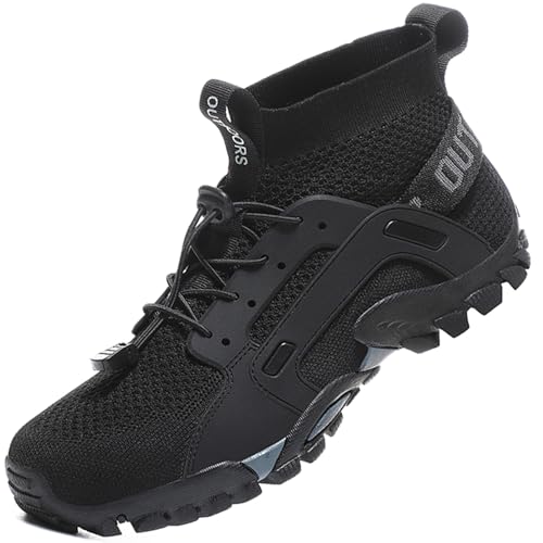VTASQ Herren Damen Wanderschuhe Anti-Rutsch Wanderstiefel Trekkingschuhe Leicht Atmungsaktiv Outdoorschuhe Männer Sportschuhe Kletterschuhe Trail Running Traillaufschuhe Unisex Schwarz 46 EU