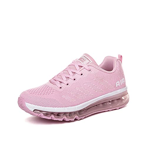 smarten Sportschuhe Herren Damen Laufschuhe Unisex Turnschuhe Air Atmungsaktiv Running Schuhe mit Luftpolster Pink 41 EU