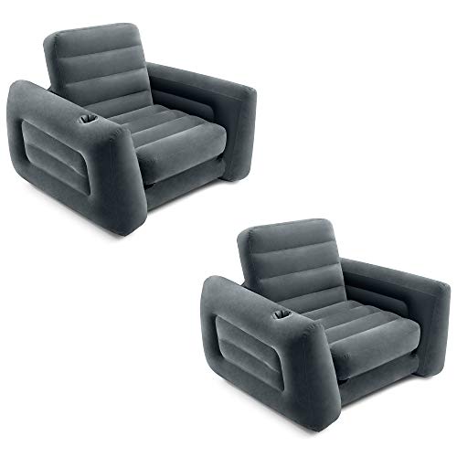 Intex 66551EP Aufblasbares Sofa-Sessel, Schlafsofa, das als Luftbett-Matratze funktioniert, Doppelgröße (2 Stück)