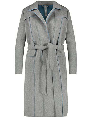Samoon Damen Übergangsmantel aus Scuba Langarm Mantel Nicht Wolle Kurzmantel Melange Neutral Grey Melange 44