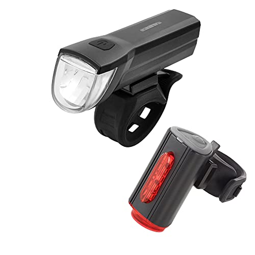 FISCHER USB Beleuchtungs-Set mit innovativer 360° Bodenleuchte für mehr Sichtbarkeit und Schutz, Frontlicht 30 Lux