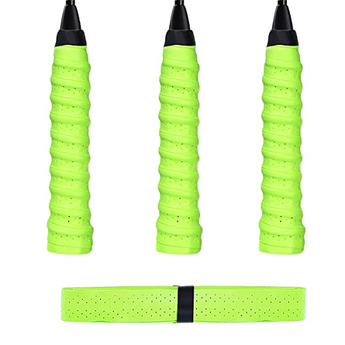 ILLUVA 3 Stück Tennisschläger Griffband Anti-Rutsch, Badminton Griffband Overgrip, Squash Ersatzschlägergriffe (Grün)