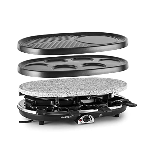 Klarstein Steaklette All-U-Can-Grill Raclette - 1500 Watt Raclette Grill, Raclette 8 Personen inkl. Raclette-Pfännchen, stufenlos regelbare Temperatur, 4-in-1 Grill, ohne Untersetzer und Holzspatel