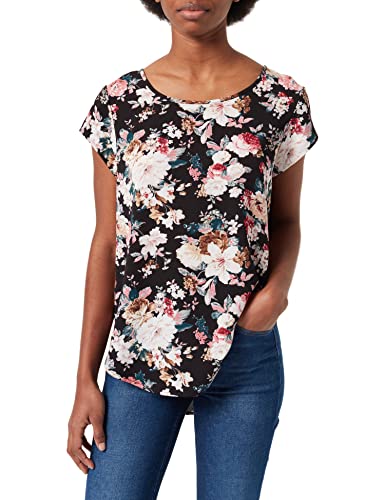 ONLY Damen ONLVIC SS AOP TOP NOOS PTM T-Shirt, Black/AOP:Big Larry Flower, 38
