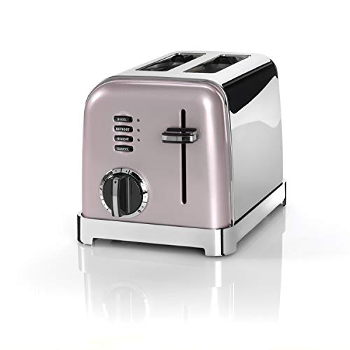Cuisinart 2-Schlitz Toaster mit 6 Bräunungsstufen und Auftau-, Aufwärm- und Stop-Funktion, extra breite Toastschlitze, Retro Design, rosa, CPT160PIE, 267