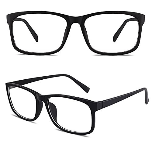 CGID CN12 Brille Extra Schmaler Rahmen! Slim Rechteck Nerd Clear Brille, A Matte Schwarz, 54