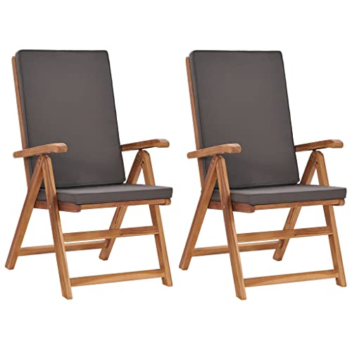 vidaXL 2X Teak Massiv Garten Liegestuhl Gartenstuhl Hochlehner Klappstuhl Essstuhl Holzstuhl Gartenmöbel Stuhl Stühle Sessel Gartensessel