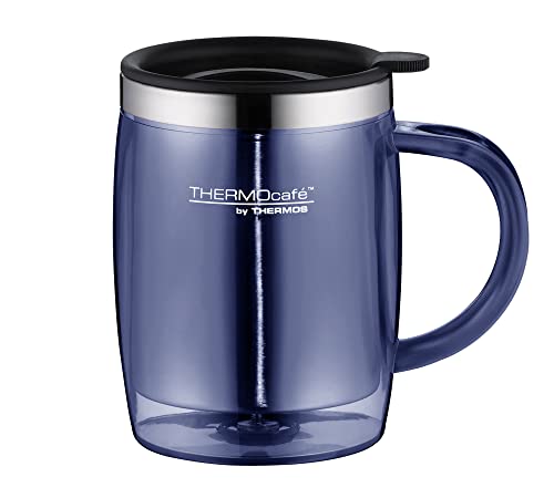 ThermoCafé Kaffeetasse Desktop Mug 350ml, Thermotasse mit Henkel 4059.256.035 Bürotasse Kunststoff blau, passt direkt unter Kaffeevollautomaten, BPA-Free, für Kaffee o. Tee, hält Getränke länger warm