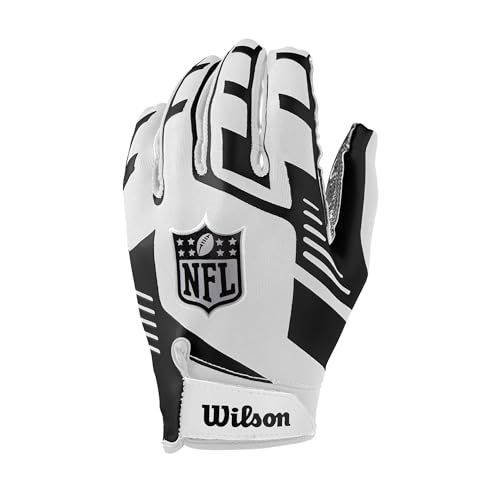Wilson American Football Receiver-Handschuhe, NFL Stretch Fit Receiver Glove, Weiß / Schwarz