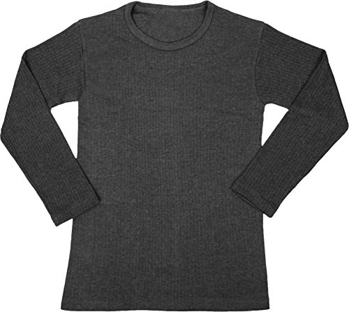 normani Kinder Thermounterhemd Winter Thermounterwäsche Langarmshirt mit Rundhalskragen für Jungen und Mädchen Farbe Schwarz Größe L/152-158