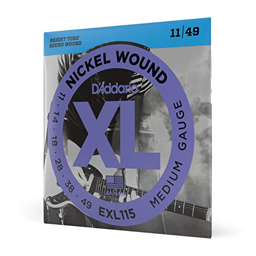 D'Addario E Gitarren Saiten | Gitarrensaiten E Gitarre | Saiten E-Gitarre | DER BELIEBTESTEN SAITENMARKE WELTWEIT | EXL115 | vernickelter Stahl | Medium (11-49)