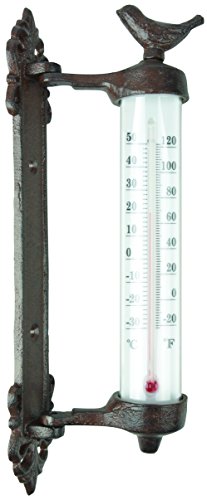 Esschert Design Wandthermometer Vogel, aus den Materialien „Gusseisen, PE, PS und Kerosin“, 5,4 x 9,4 x 27,3 cm