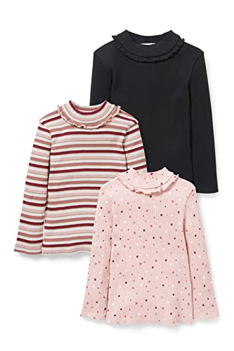 C&A Kinder Mädchen T-Shirt Langärmelig Verziert|Bedruckt|Unifarben 3er Pack|Multipack rosa 116