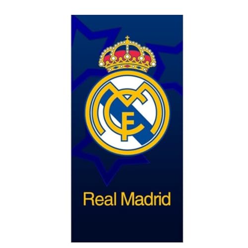 Strandtuch Madrid, 75 x 150 cm, Baumwolle, 320 g, schnelltrocknend, Fußball-Design, Marineblau, Star Champions