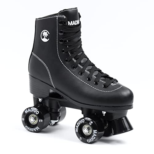 MADIVO Classic Damen Klassische Retro Rollschuhe | ABEC-7 Kugellager | Mädchen Roller Skates Inliner Inlineskates | Schwarz | Gr. 35, 36, 37, 38, 39, 40, 41 (41)