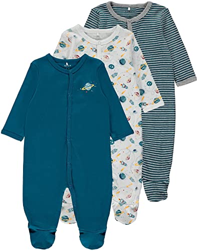 NAME IT 3er-Pack Unisex Schlafstrampler Planeten mit Knöpfen 50