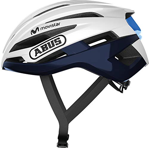 ABUS Rennradhelm StormChaser - Leichter und komfortabler Fahrradhelm für professionellen Radsport für Damen und Herren - Weiß/Blau, Größe M