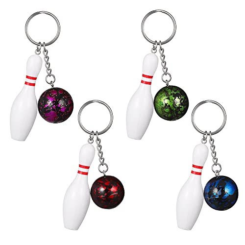 4 Stück Mini Bowling Schlüsselanhänger Schlüsselhalter Bowling -Schlüsselbund Hängen Ornament Dekoration für Freunde Kinder Sport-Partys Geschenke