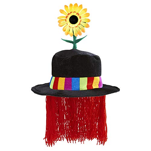 Widmann 9510F - Clownshut mit Sonnenblume und roten Haaren, Zirkus, Hut, Kopfschmuck, Accessoire, Mottoparty, Karneval