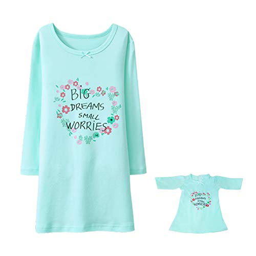 BLOMDES Nachthemd für Mädchen Weihnachten Nachthemd mit Puppenkleid für 5-6 Jahre eingestellt