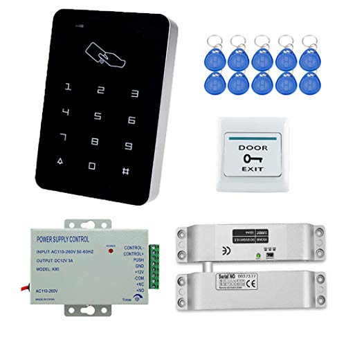 YAVIS RFID Zugangskontrolle System Kit Set Touchscreen Codeschloss Türöffner + Elektrische Schloss Drop Bolzenschloss + K80 3A-Netzteil + Exit-Taste + 10pcs RFID ID Keyfobs for Access Control System…