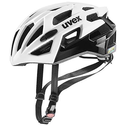 uvex race 7 - sicherer Performance-Helm für Damen und Herren - individuelle Größenanpassung - extra Aufprall-Schutz - white black - 56-61 cm