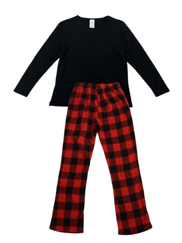 YUSHOW Schlafanzug Jungen Lang Zweiteiliger Mädchen Fleece Winter Langarm Shirt Karierte Pyjamahose Warme Weich Nachtwäsche Hausanzug Kinder Pyjama Set