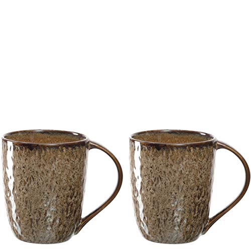 Leonardo Matera Keramik-Tassen 2-er Set, spülmaschinengeeignete Kaffee-Tassen, 2 mikrowellenfeste Tee-Tassen, Becher mit Glasur, beige 430 ml, 026984