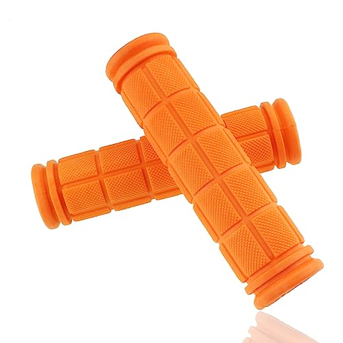 Fahrradgriffe für Kinder, Rutschfester Weichem Gummi Ergonomisch Fahrrad Griffe Lenkergriffe Handgriffe Lenker Griff für MTB Mountainbike Fahrrad (Orange x 1 Paar)