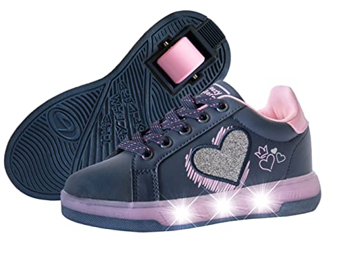 Breezy Rollers 2195690 Schuhe mit Rollen Mädchen, LED Licht Schuhe Rollschuhe für Mädchen, Rollschuhe Skateboardschuhe, Sneakers mit Rollen, Leuchtend Skateboardschuhe (Numeric_32)
